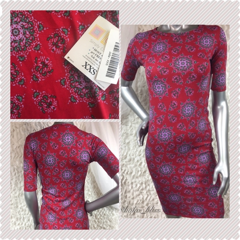 LULAROE Julia Dress Red Floral Print NWT